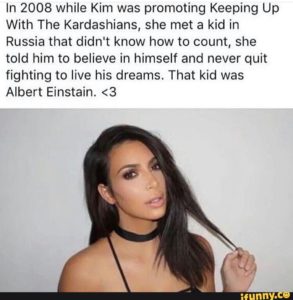 Popular meme of Kim Kardashian spreading misinformation.
